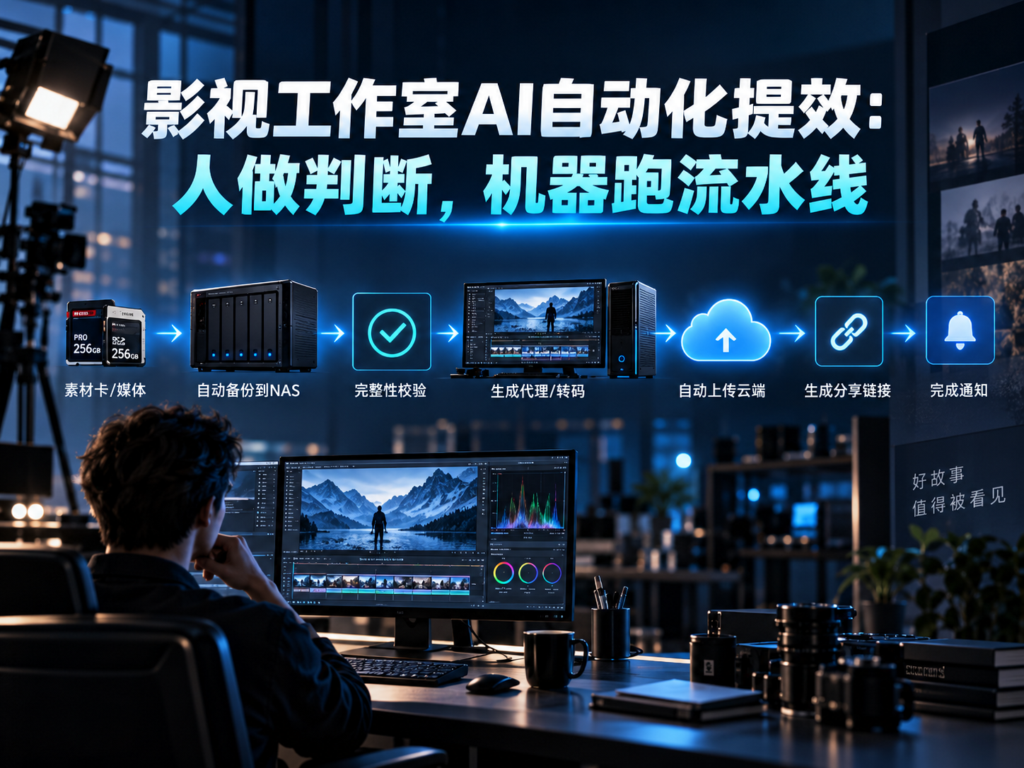 影视工作室AI自动化提效：人做判断，机器跑流水线